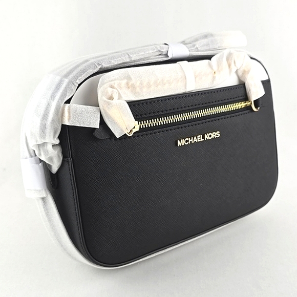 Michael Kors Jet Set Small Saffiano Leather Crossbody Bag Gold Tone Hardware - Picture 6 of 13